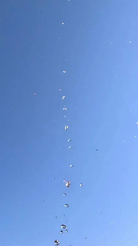 Raindrops falling against clear blue sky background Video stock 317146036
