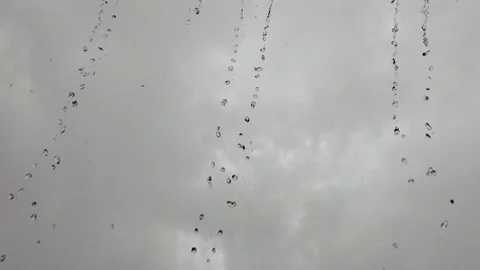 Raindrops Falling Against Cloudy Sky Background Stock Footage 308817236