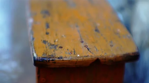 Raindrops Falling On The Bench Stock Footage 41546508