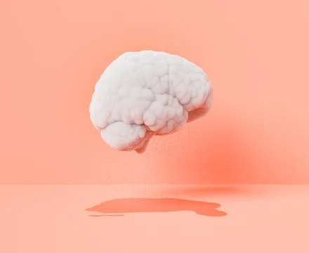 Raindrops falling from brain shaped cloud Stock Illustration