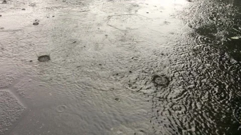 Raindrops falling on the cement surface Stock Footage 170074857
