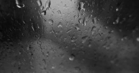 Raindrops falling on a dirty window during a rain storm Видео 118276303