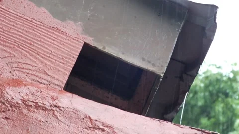 Raindrops falling down from roof house. Stock Footage 294673282