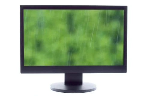 Raindrops falling down at tv screen Stock Photos