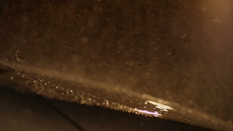 Raindrops falling on the hood of the car Stock Footage 88540438