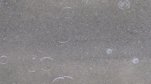Raindrops falling into a puddle on the asphalt Stock Footage 152421792