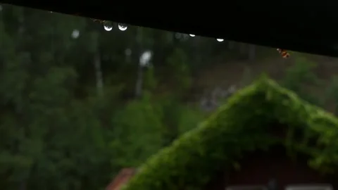 Raindrops falling of a roof Stock Footage 272158023