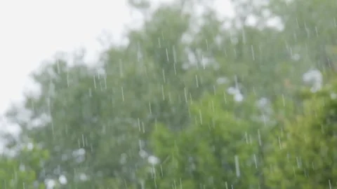 Raindrops falling in slow motion. Rain in slow motion. Raindrops close-up Video stock 261220647