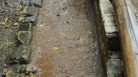 Raindrops falling on the surface of the concrete floor Stock Footage 289921158
