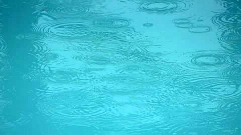 Raindrops falling on the water surface, slow motion Stock Footage 144813842