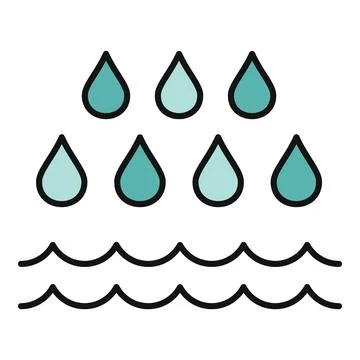 Raindrops falling into water symbolizing weather and hydration Stock Illustration
