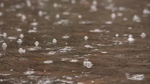 Raindrops on the flooded floor Stock Footage 276602877