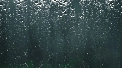 Raindrops Flow Down the Window Glass in Cloudy Weather Stock Footage 263233200