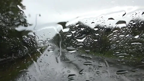 Raindrops Flowing on Car Window Animation Stock Footage 307902021