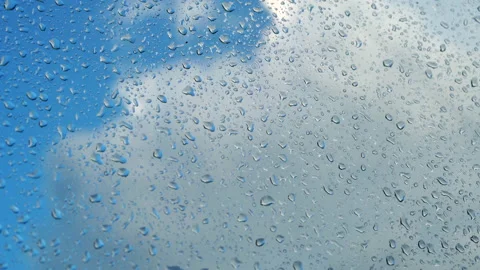 Raindrops on glass. Car window after washing. Slide from left to right Stock Footage 155741772