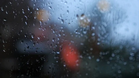 Raindrops on the glass evening Stock Footage 117774883