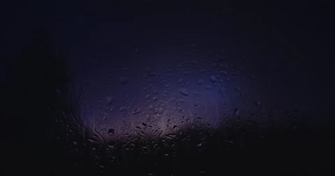 Raindrops On Glass. Thunderstorm In Background Stock Footage 153833599