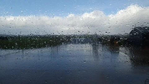 Raindrops on Glass window Video stock 180444958