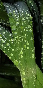 RAINDROPS ON A GREEN LEAF Stock Photos