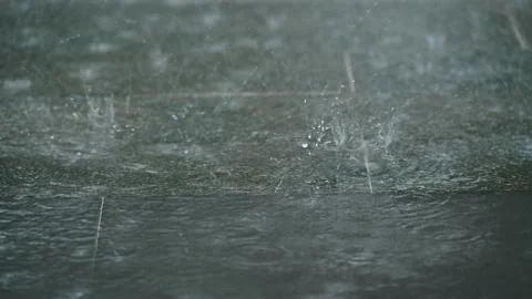 Raindrops hit the ground with sound Stock Footage 195935513