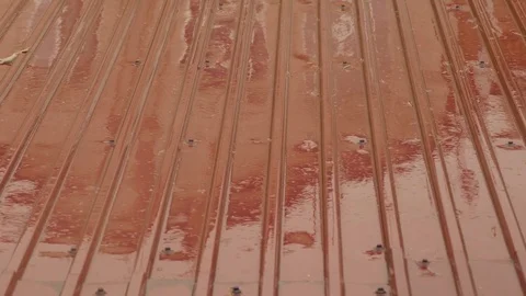 Raindrops hit the roof Stock-Footage 80163555