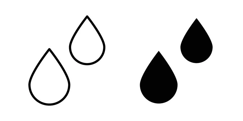 Raindrops icon linear versions pack on white background Stock Illustration