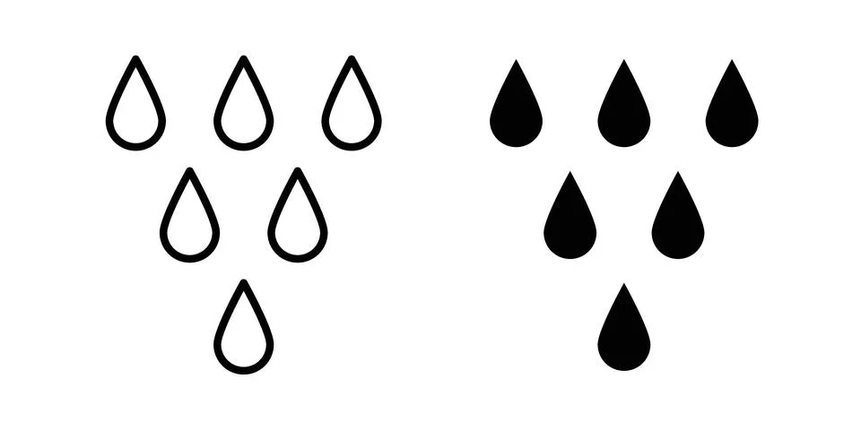 Raindrops icon thin line and clipart style vector set Stock Illustration
