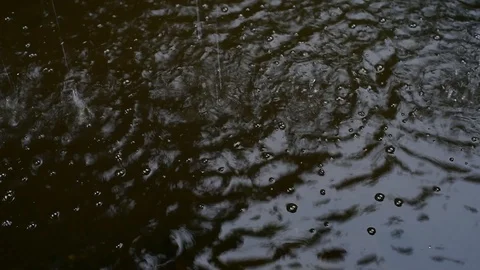Raindrops make small bubbles Stock Footage