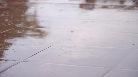 Raindrops on marble ground. Stock Footage 91865196