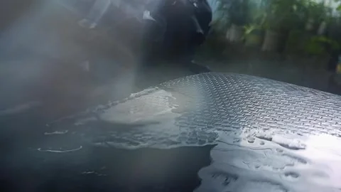 Raindrops on Motorcycle Seat After Rain in Philippines Stock Footage 346296869