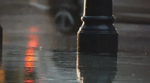 Raindrops on pavement Stock Footage 58607338