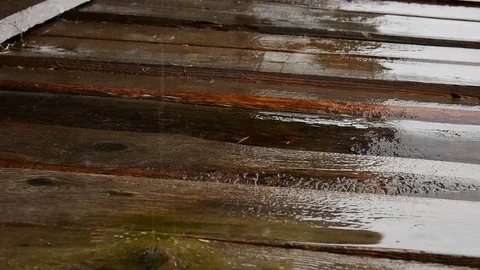 Raindrops on a plank flooring Stock Footage 119482167