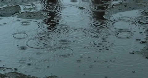 Raindrops in a puddle on the asphalt Stock Footage 190960585