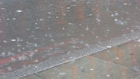 Raindrops on a puddle. Stock Footage 84129169