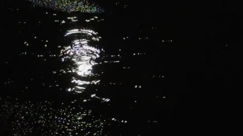 Raindrops in puddle at night. Stock-Footage 297751654