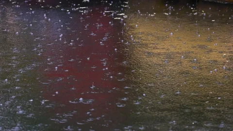 Raindrops ripple the water's surface 库存影片 344514844