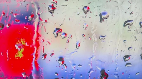 Raindrops Slowly Moving Down On Window Stock Footage 52546781