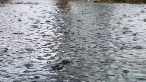 Raindrops Splashing on Wet Pavement Stock Footage 299199793