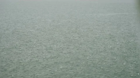 Raindrops on the surface of Lake Solina, view from the boat Stock Footage 237456722