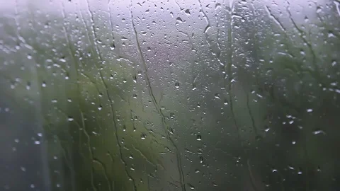 Raindrops on sweaty window in train tram bus car Stock Footage 123254093
