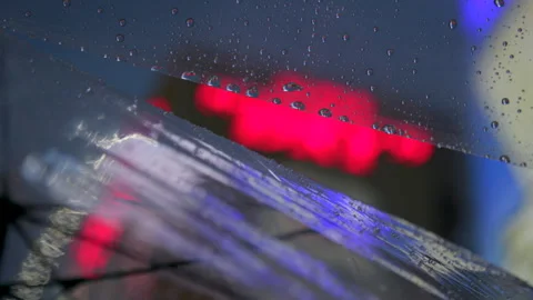 Raindrops Through Neon Lights in Dotonbori District Osaka Japan Stock Footage 336830495