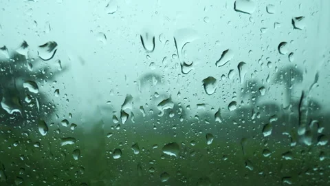 Raindrops Trickling Down Car Window Glass Stock Footage 313361203