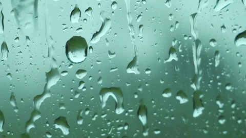 Raindrops Trickling Down Car Window Glass Stock Footage 313361231