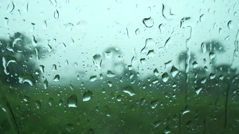 Raindrops Trickling Down Car Window Glass Stock Footage 313361304