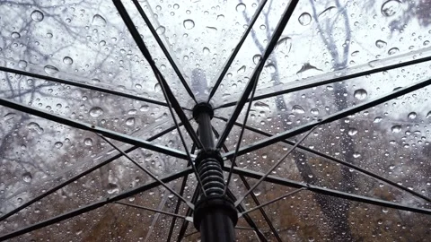 Raindrops on umbrella. Video stock 140290491