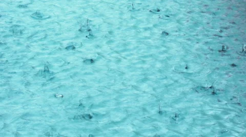 Raindrops on the water close up Stock Footage 53856958