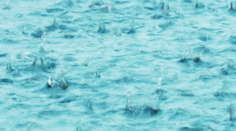 Raindrops on the water surface, close up Video stock 51755225