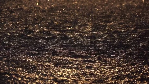 Raindrops on water surface of a pond Stock Footage 76965574