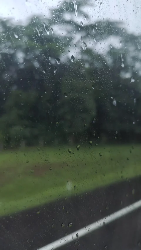 Raindrops Wet The Bus Windows Stock Footage 327630622
