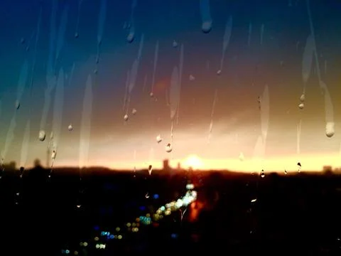 Raindrops on the window after the storm Foto stock